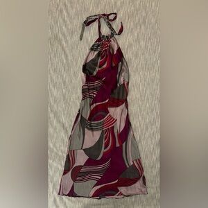 DULCINEA Elegant Multicolor Silk Halter Dress